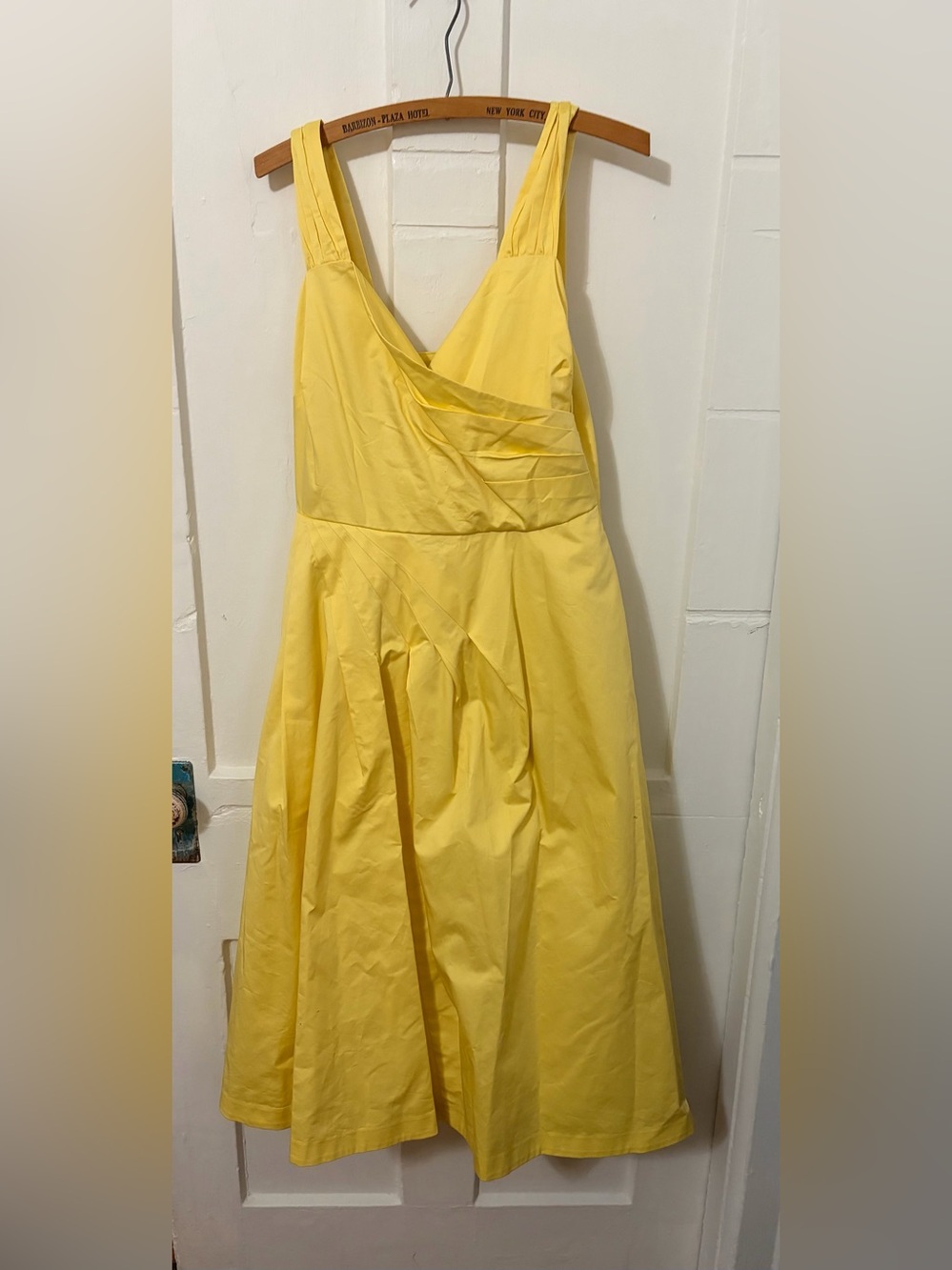 J. Peterman Yellow V-Neck Midi Dress